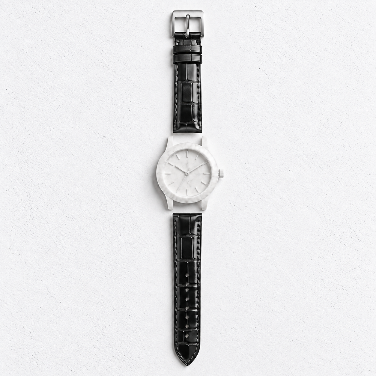 Bracelet de Montre en Cuir de Crocodile - Fait Main, Style Rétro