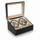 Remontoir automatique 4 montres avec rangement 6 montres en simili cuir noir – boîte vitrée intérieur beige
